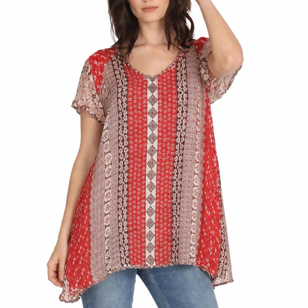 Johnny Was Patchwork Print Boho Tunic Mixed Print… - image 1